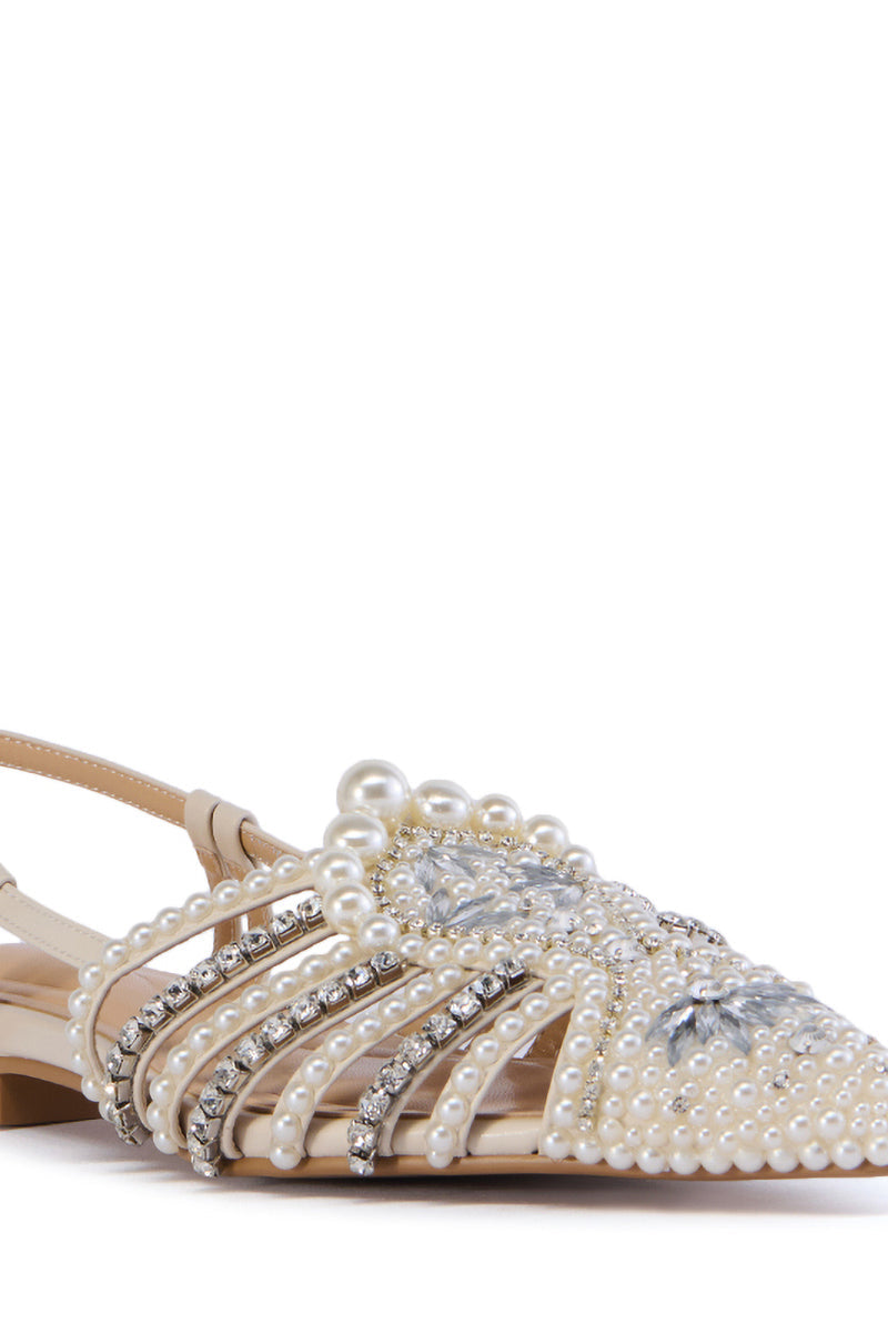 AZALEA WANG PRECIOUSNESS BONE PEARL EMBELLISHED CAGED SANDAL