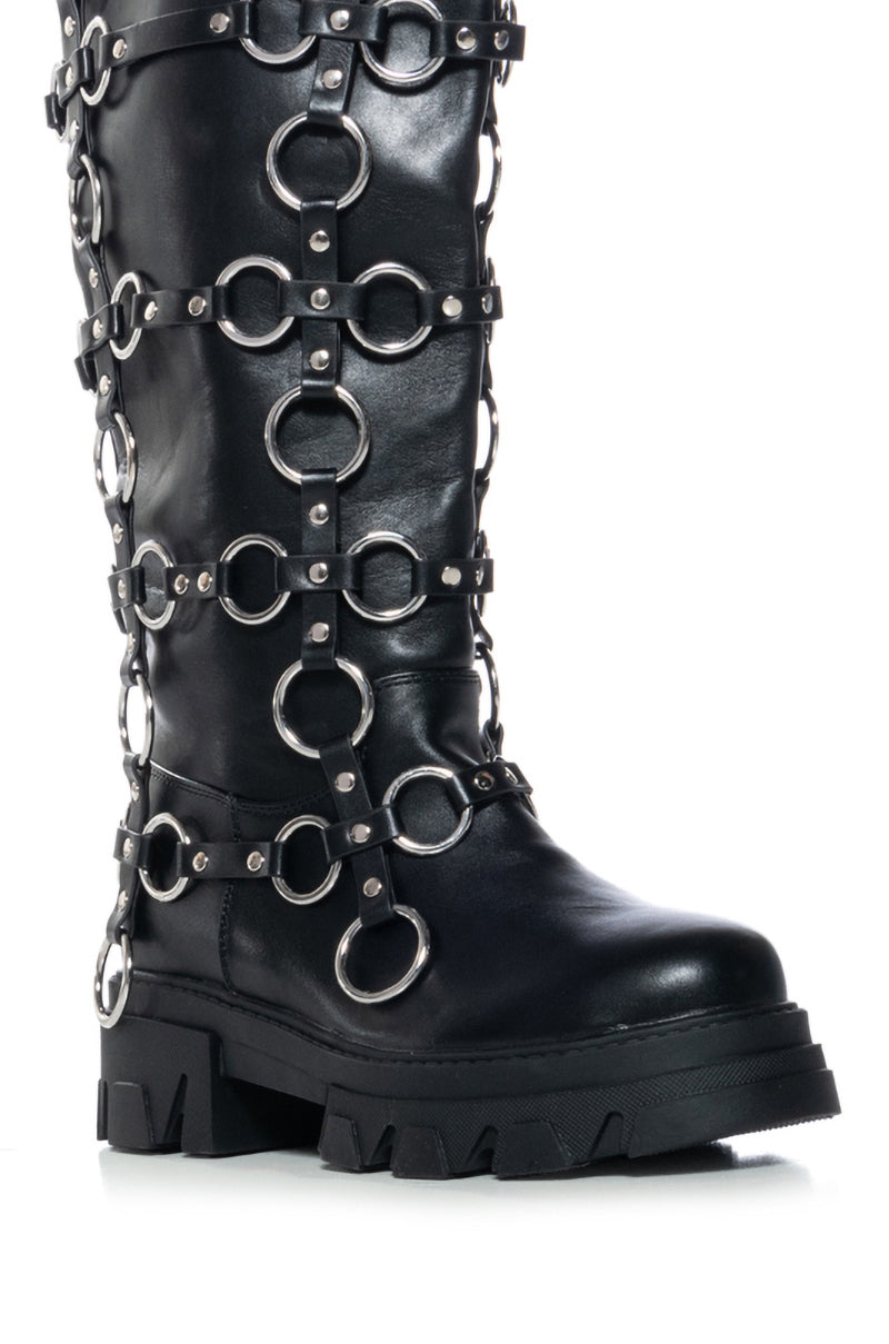 AZALEA WANG RAIMO BLACK SILVER HARDWARE BOOT