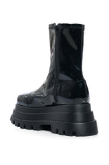AZALEA WANG RUSH PATENT FLATFROM BOOT IN BLACK