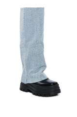 AZALEA WANG SHURI DENIM FOLD OVER BOOT