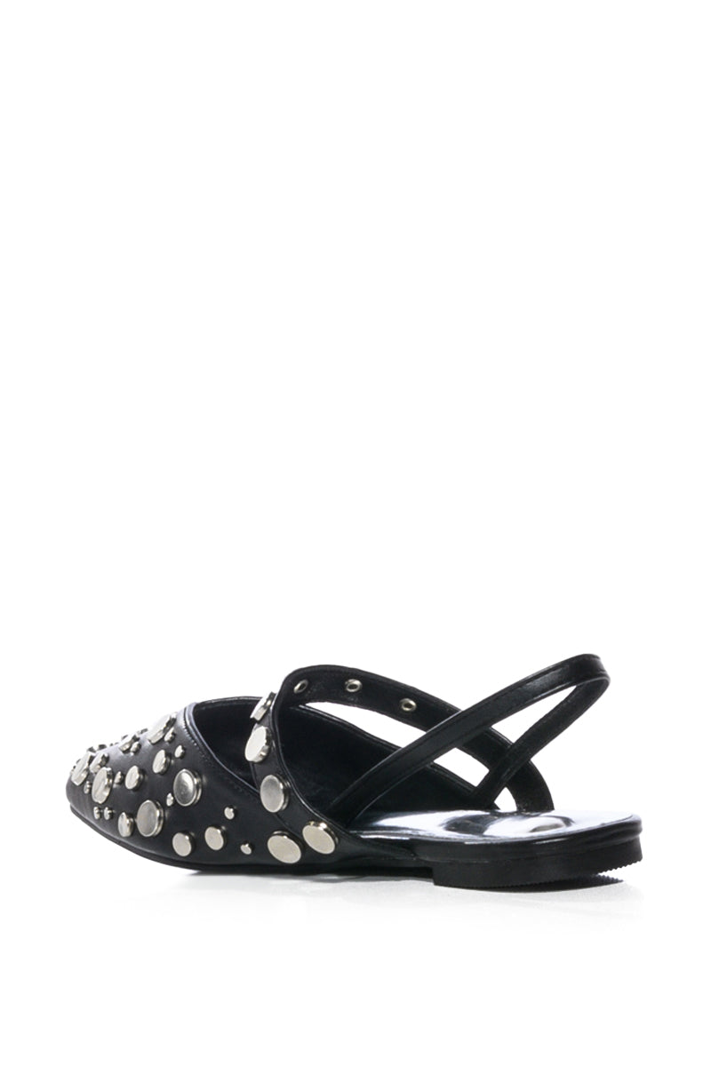 AZALEA WANG TESSIE BLACK SILVER EMBELLISHED FLAT