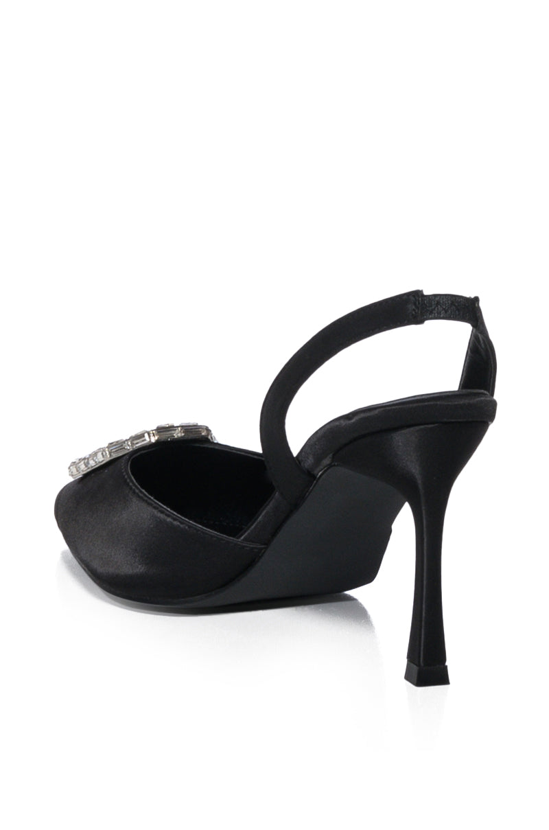 AZALEA WANG SPIN BLACK JEWEL EMBELLISHED PUMP