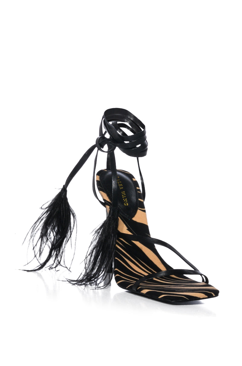 AZALEA WANG MUSK ANIMAL PRINT LACE UP SANDAL IN ZEBRA