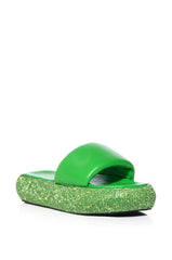 AZALEA WANG SWITZERLAND EMBELLISHED FLATFORM FLAT IN GREEN