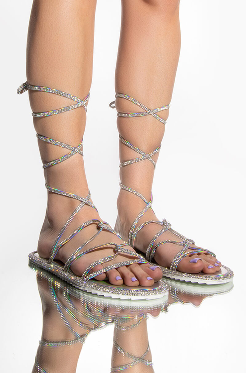 AZALEA WANG SWITCHING POSITIONS FOR YOU FLAT SANDAL IN SILVER