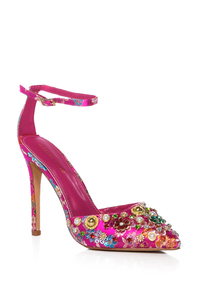 AZALEA WANG OOLONG EMBELLISHED STILETTO PUMP IN FUCHSIA