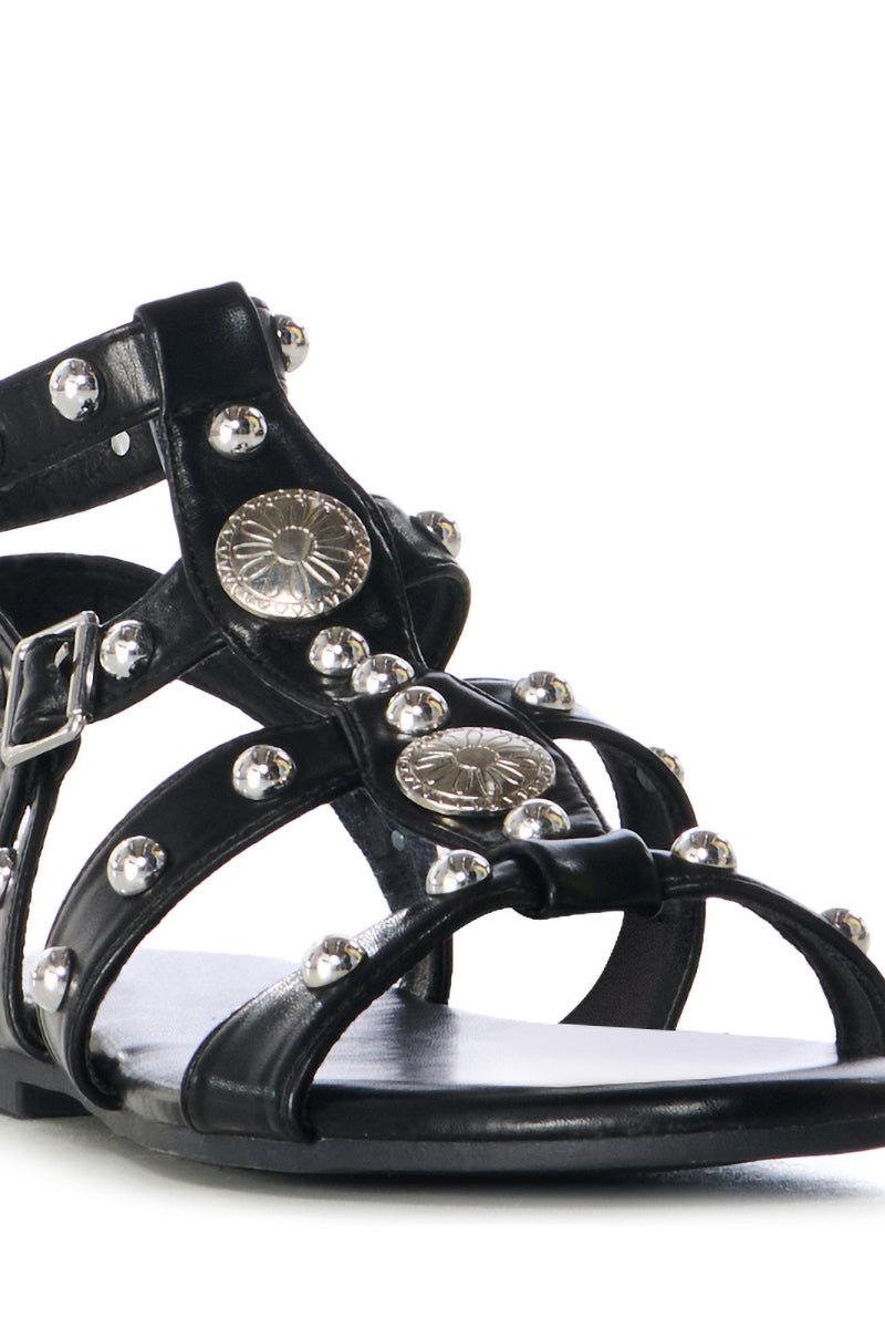 AZALEA WANG TREBLE BLACK SILVER EMBELLISHED SANDAL
