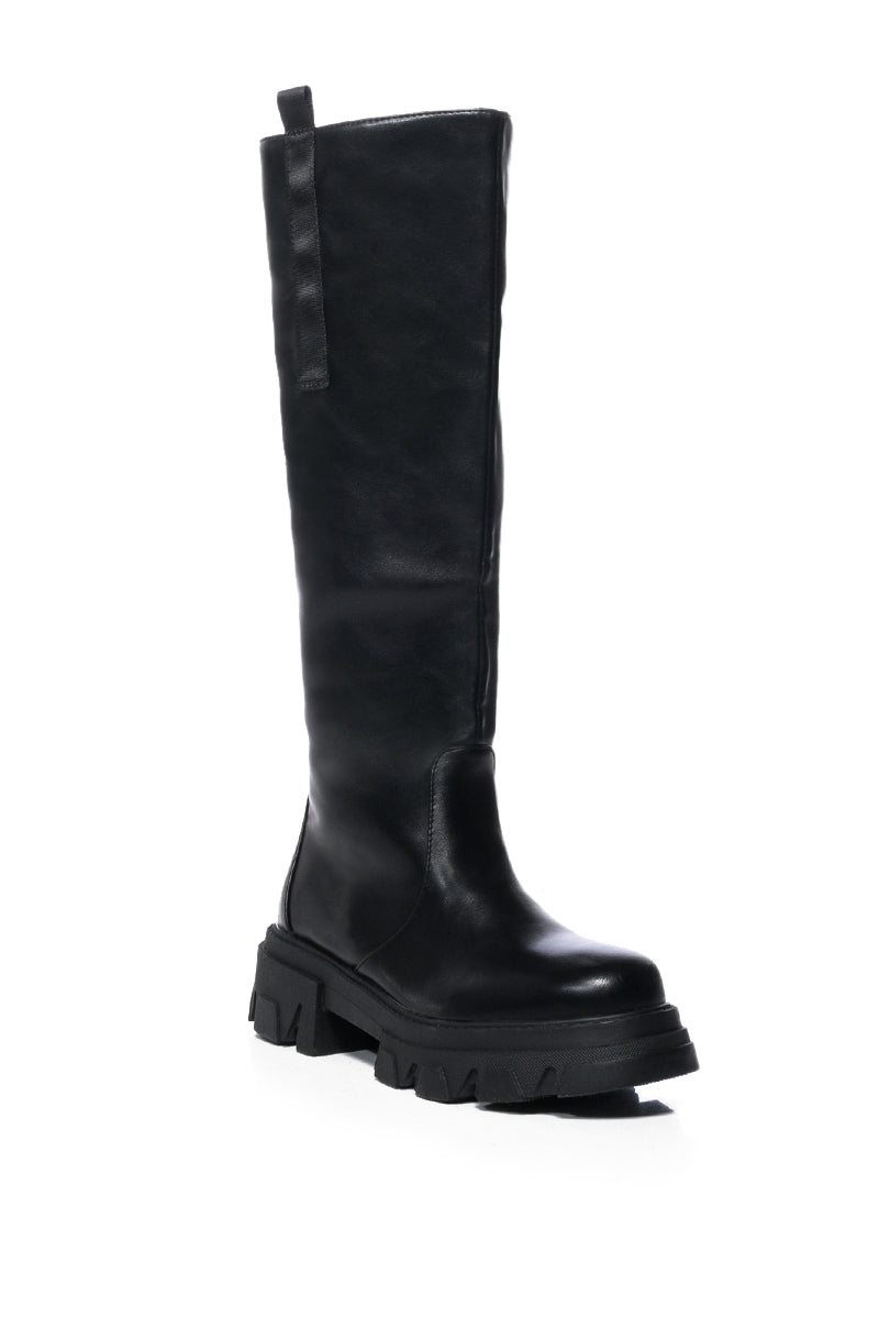 AZALEA WANG VALERIE SLIP ON PINK BOOT IN BLACK