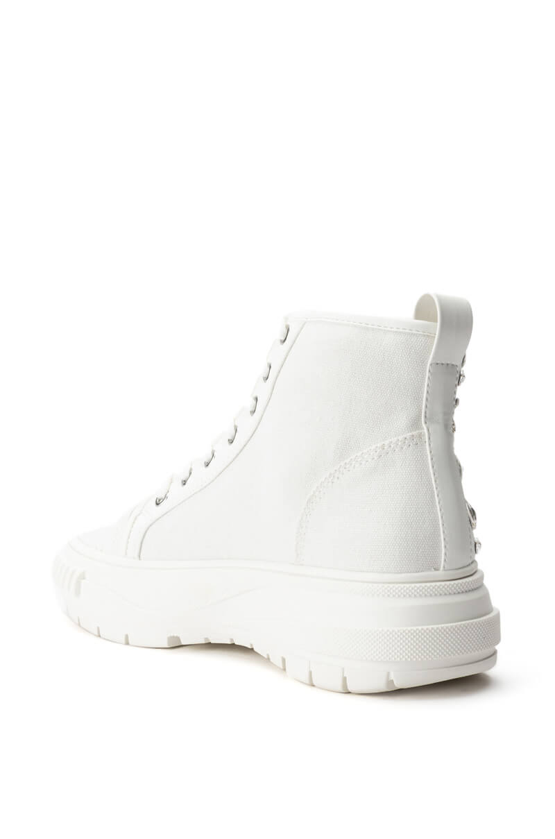 AZALEA WANG WAVERING GLASS FLAT SNEAKER IN WHITE