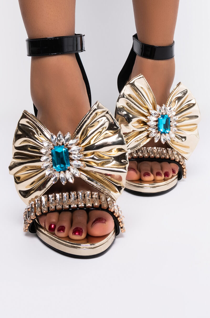 AZALEA WANG WE LOOK BETTER IN GOLD STILETTO SANDAL IN GOLD