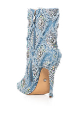 AZALEA WANG YOSHA DENIM EMBELLISHED BOOTIE