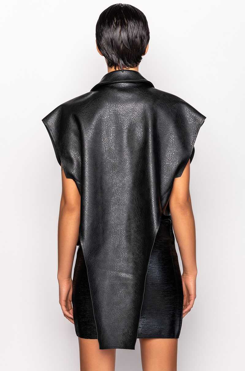 AZALEA WANG YOU ALREADY KNOW MOTO VEST WITH FRONT DRAPE
