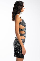 BADDIE CUT OUT MESH MINI DRESS
