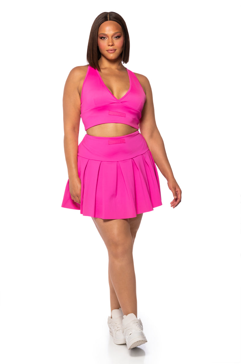 ITS THE PAXTON LUXE LONGLINE BRALETTE IN NEON PINK