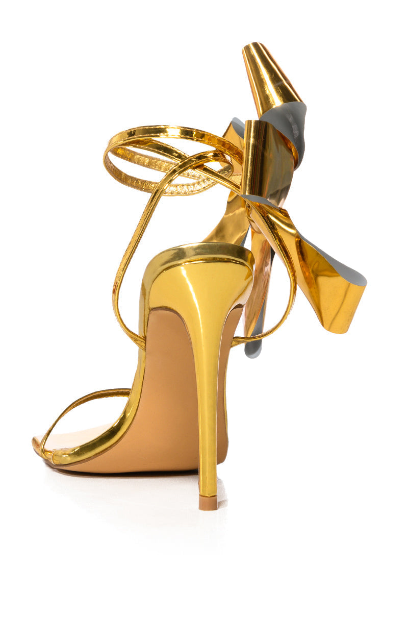 BEAU GOLD BOW STILETTO SANDAL