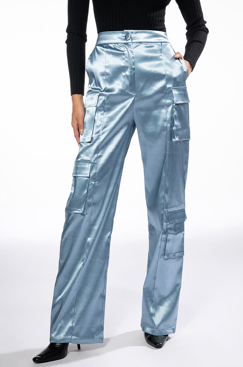 BEAUTY RAINS SATIN CARGO PANTS