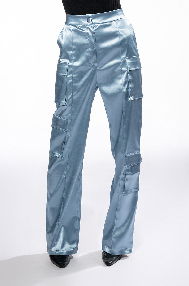 BEAUTY RAINS SATIN CARGO PANTS