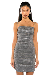 BETTER THAN EVER SLEEVELESS RHINESTONE MINI DRESS