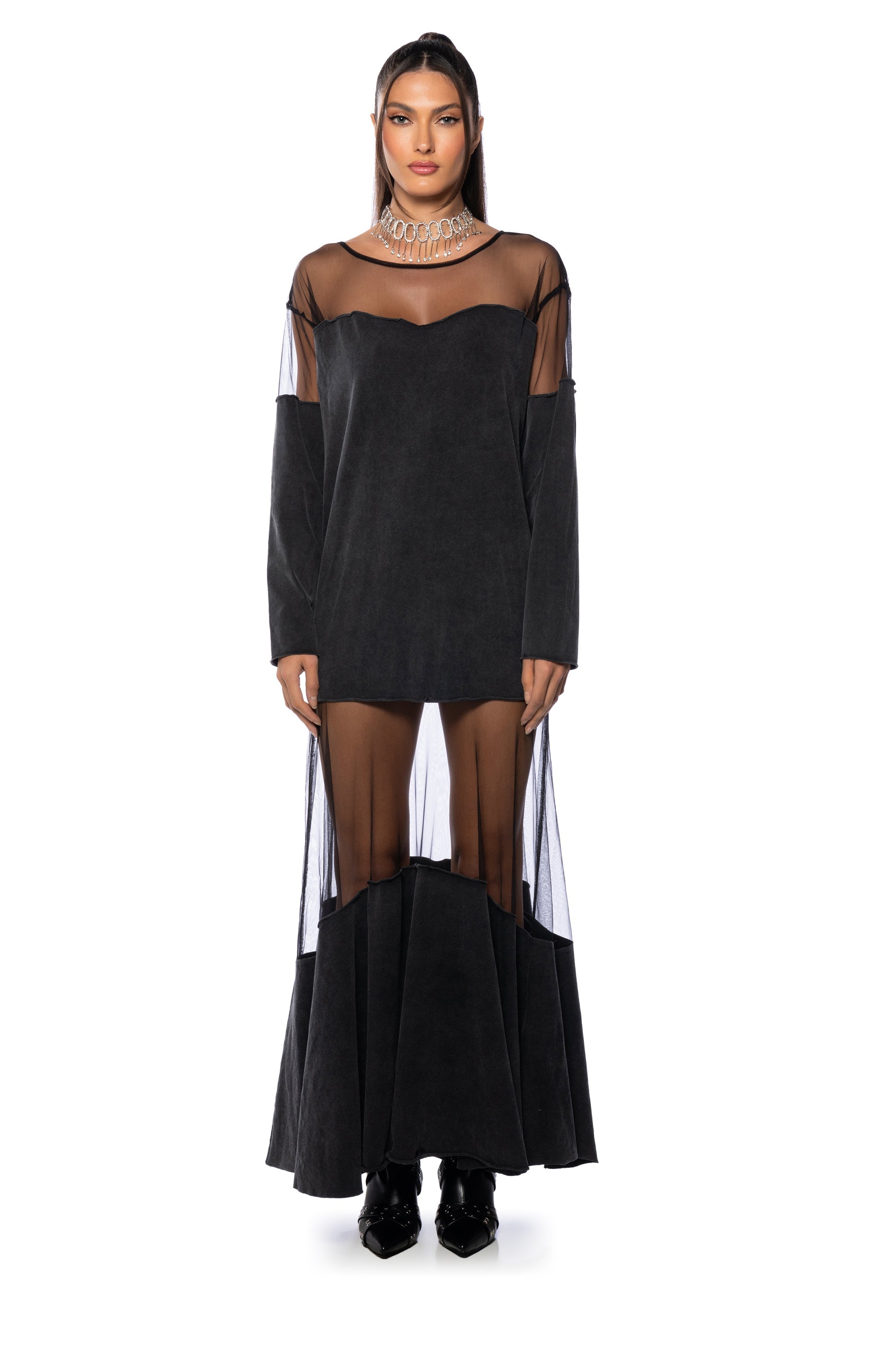 BLANK SPACE MESH MAXI DRESS