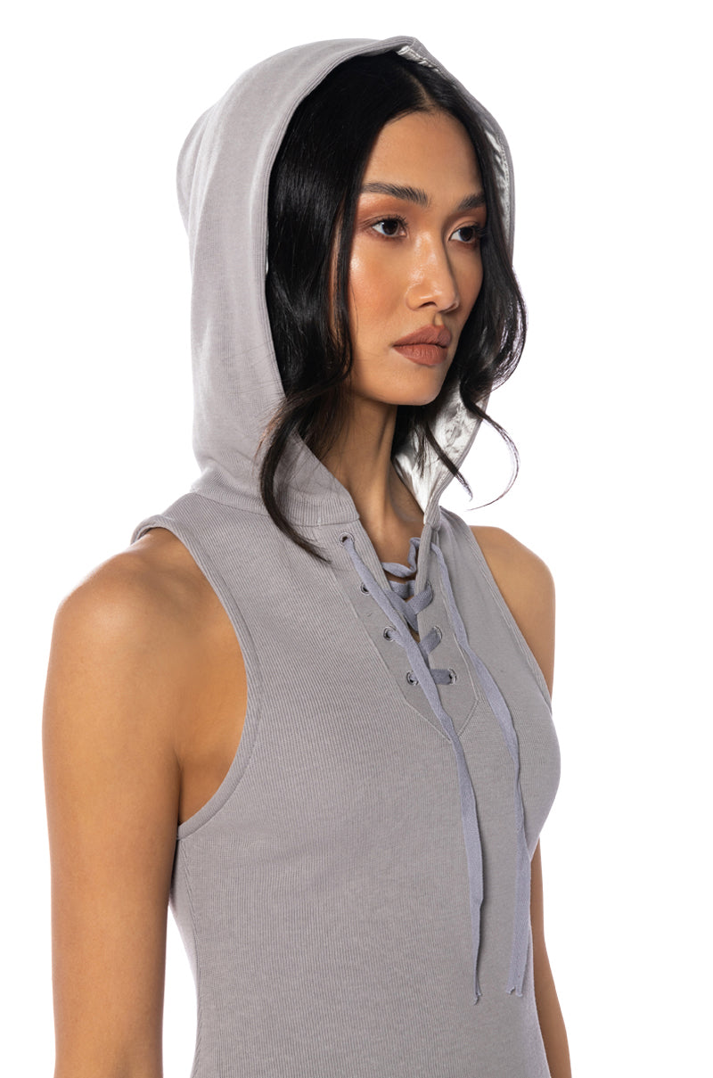 BONDI PATCHWORK HOODED MAXI DRESS