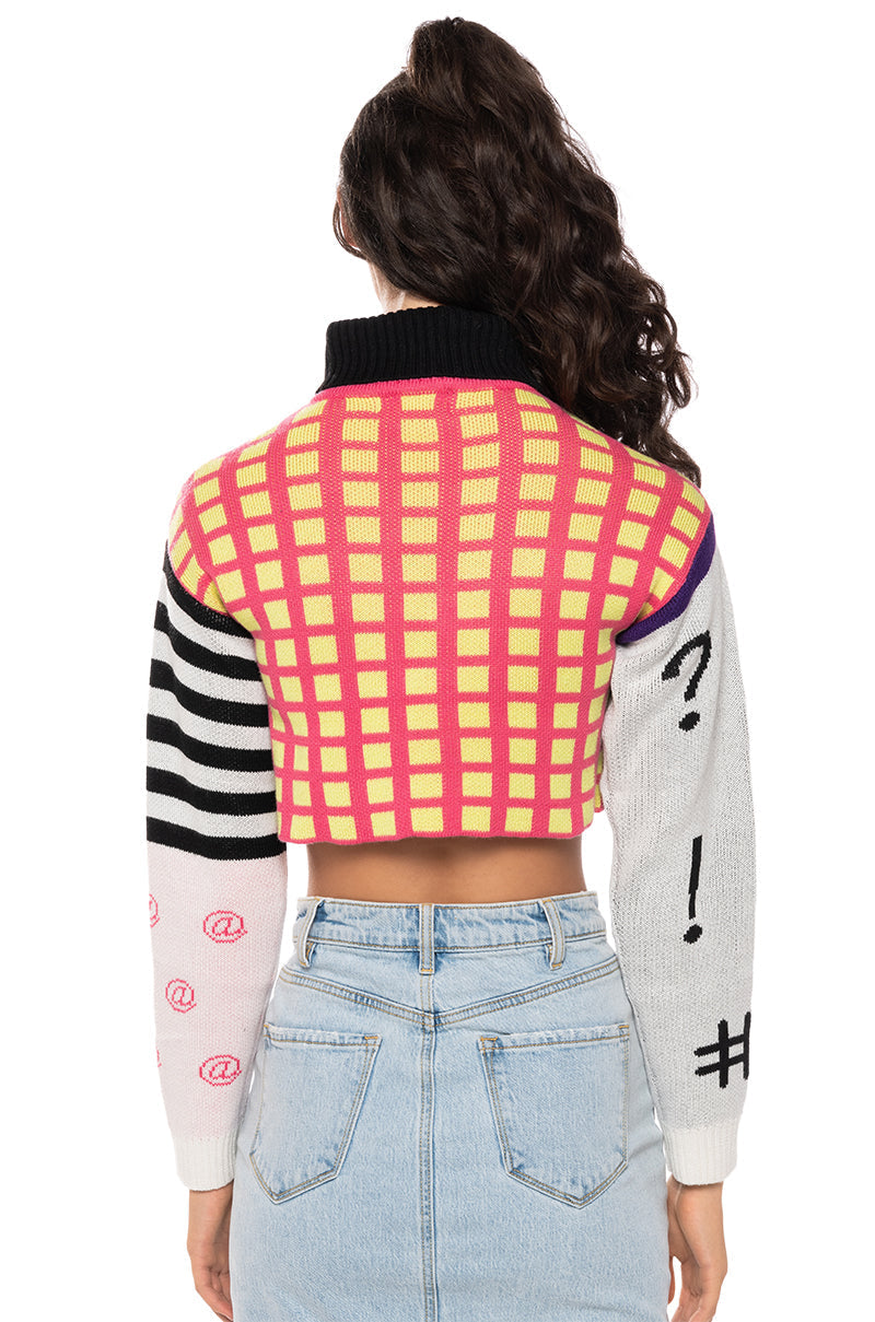 BONJOUR GRAPHIC TURTLENECK SWEATER