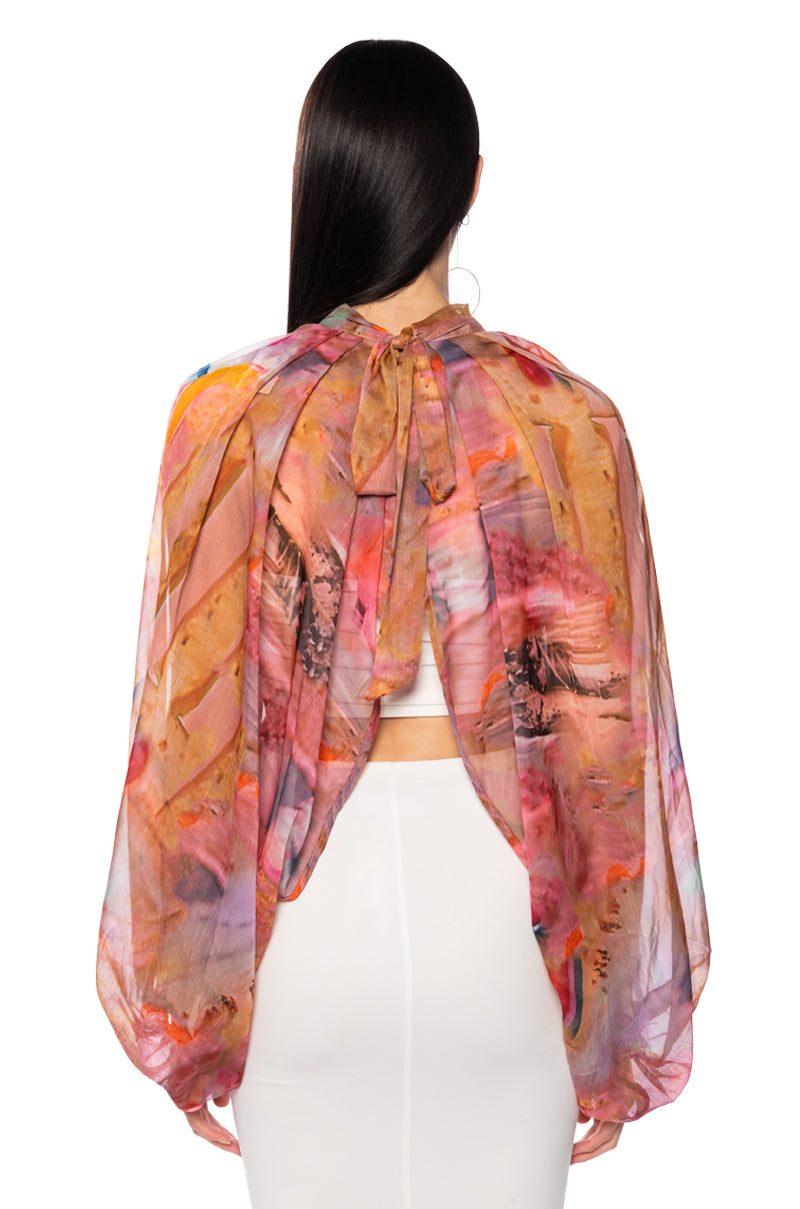 BREEZY NIGHTS PATTERNED BLOUSE