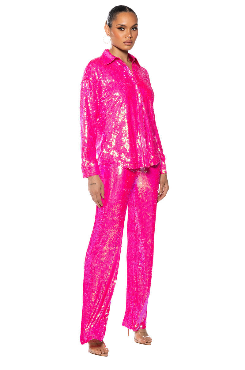 BRIGHT BRIGHT PINK SEQUIN SHIRT