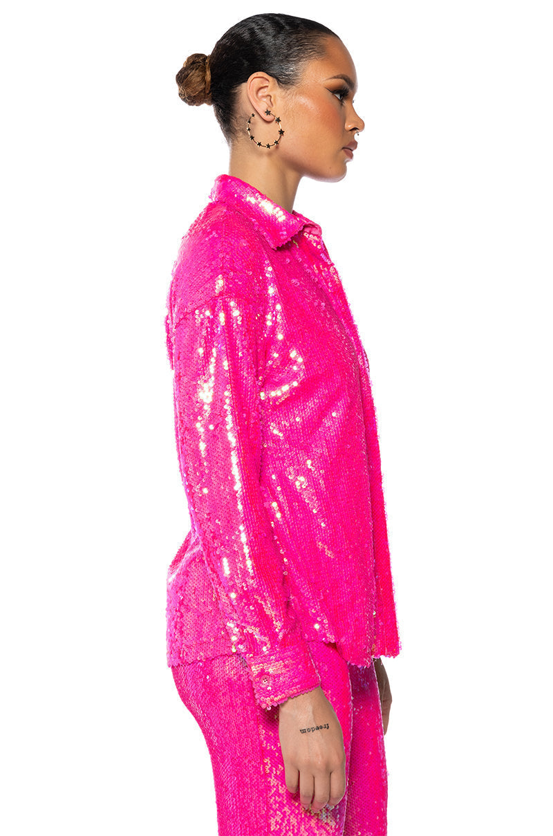 BRIGHT BRIGHT PINK SEQUIN SHIRT