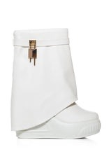 BROOK WHITE PU FOLD OVER BOOTIE