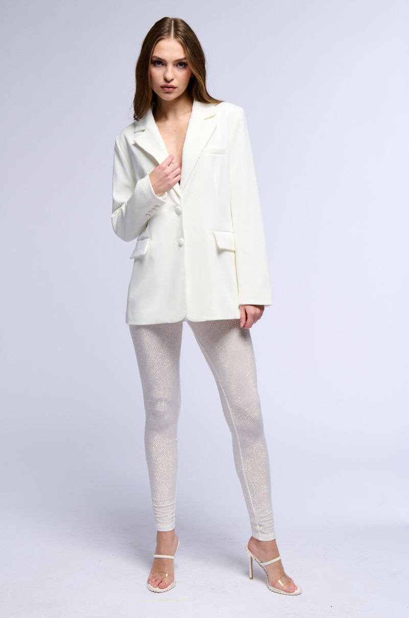 CLARISSA EMBELLISHED MESH LEGGINGS IN WHITE