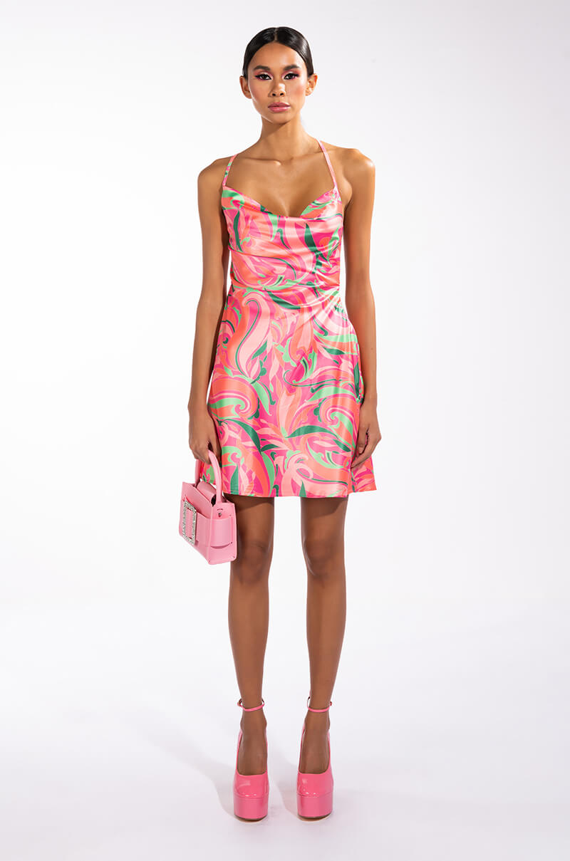 CLASSIC COWL NECK MINI DRESS