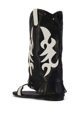 COLLINS BLACK FLAT WESTERN OPEN TOE SANDAL BOOT