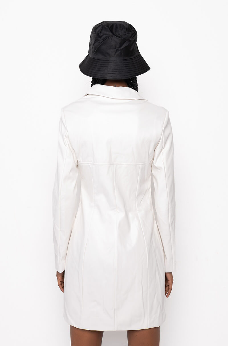 COME ALONG FAUX LEATHER BLAZER DRESS