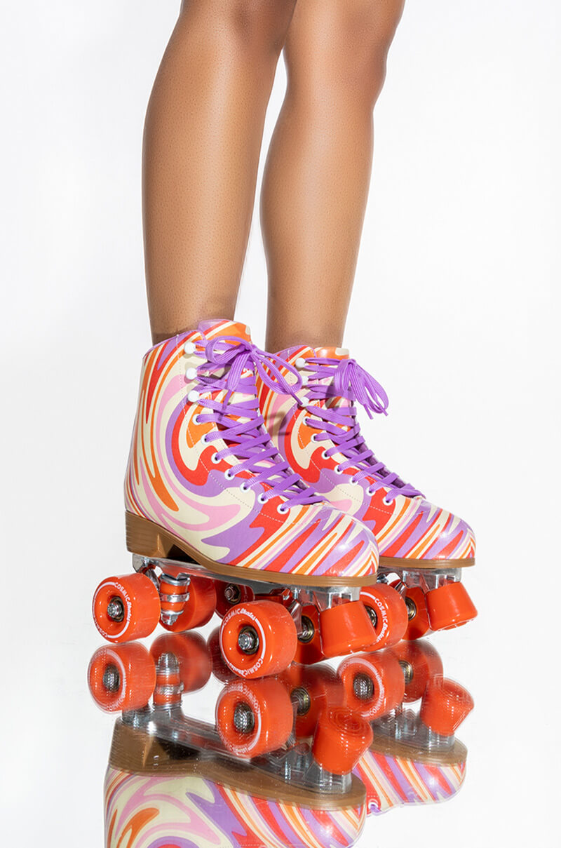 COSMIC SKATES SWIRL PRINT ROLLER SKATES