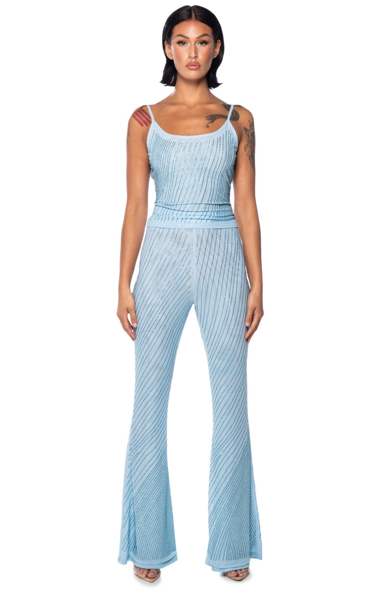 CUFF IT SLEEVELESS EMBELLISHED MESH TANK