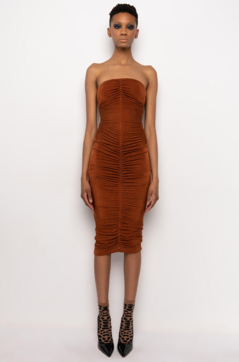 CURVE ALERT SLINKY MIDI TUBE DRESS