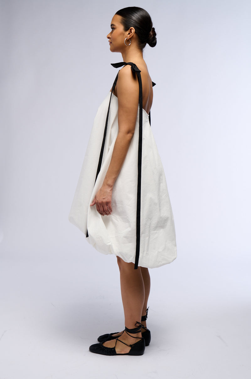 CUTIE GIRL POPLIN MINI DRESS WITH BOW DETAILS