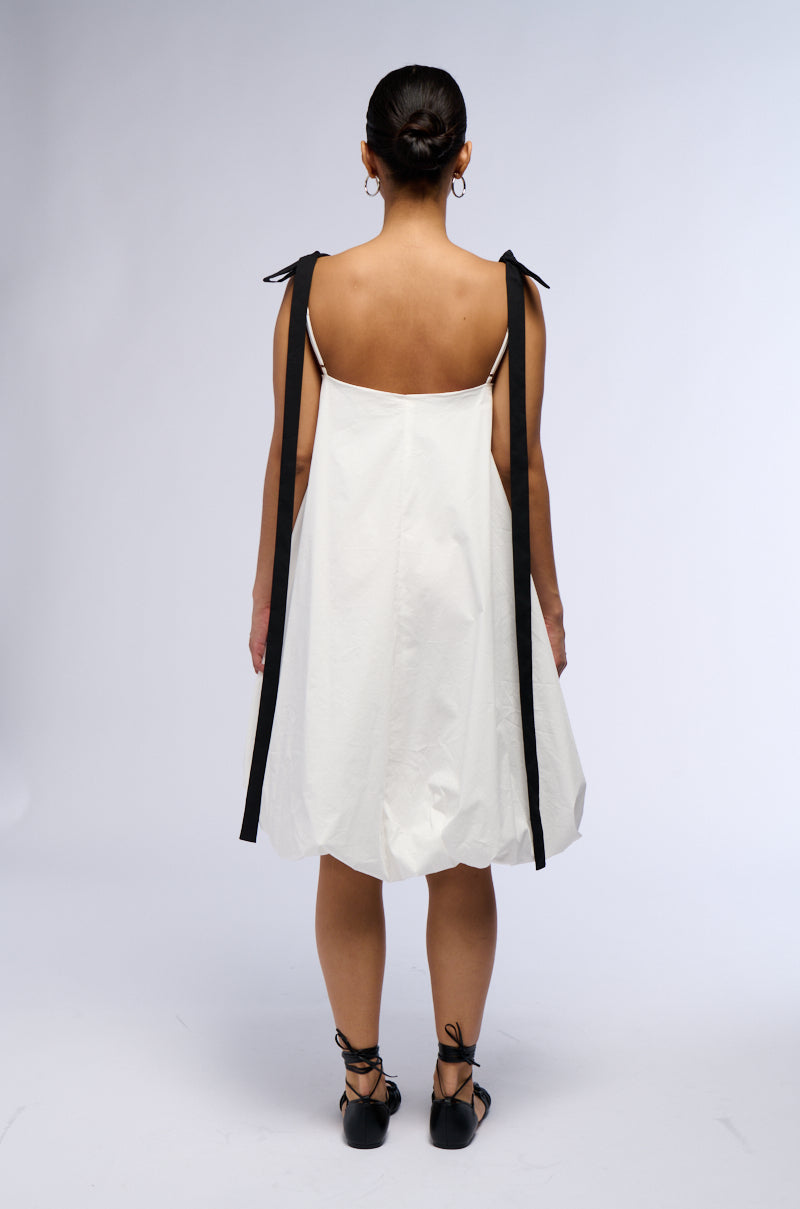 CUTIE GIRL POPLIN MINI DRESS WITH BOW DETAILS