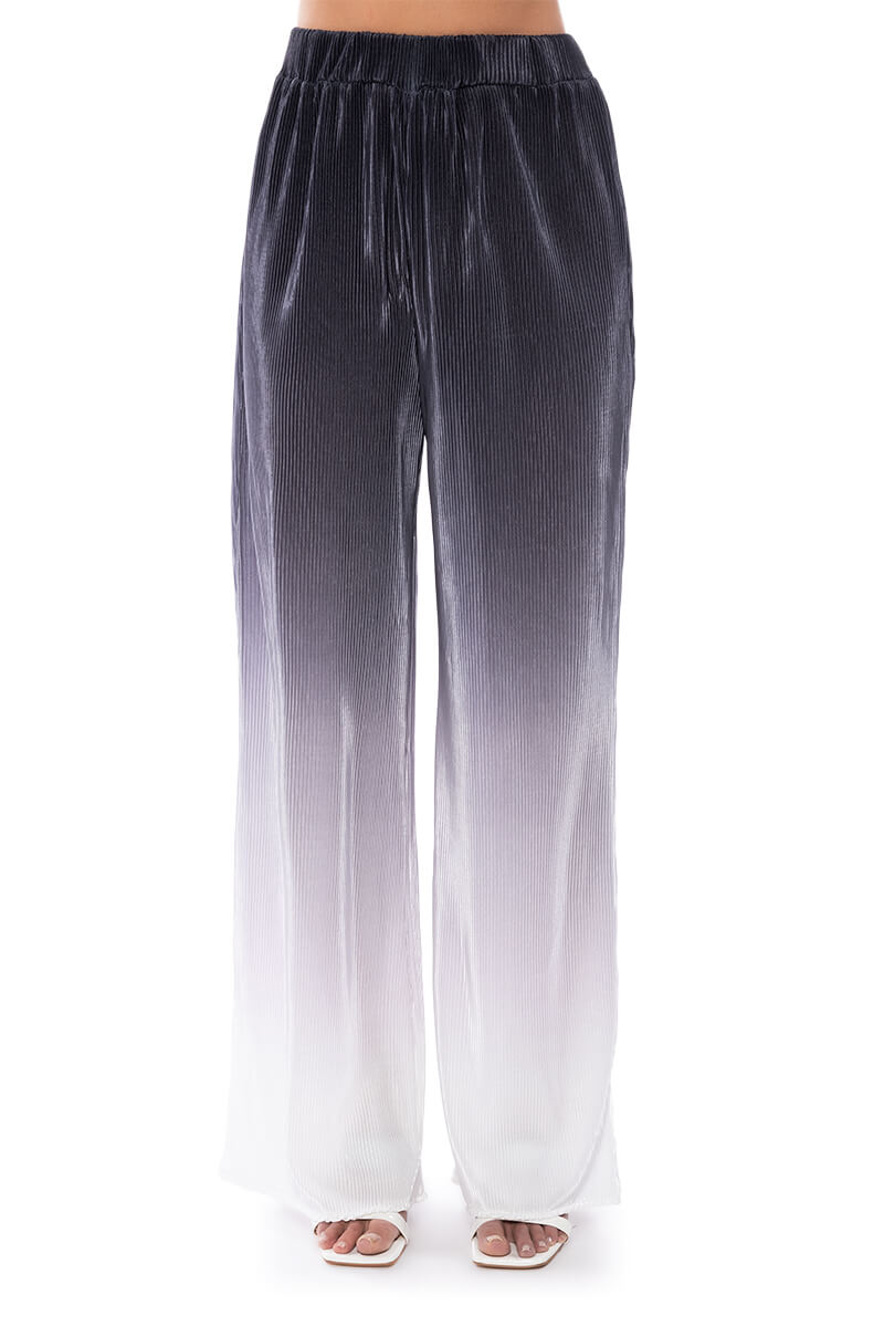 DAY TO NIGHT PLEATED SATIN WIDE LEG PANTS