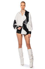DON'T MIND ME BUTTON DOWN POPLIN BLOUSE