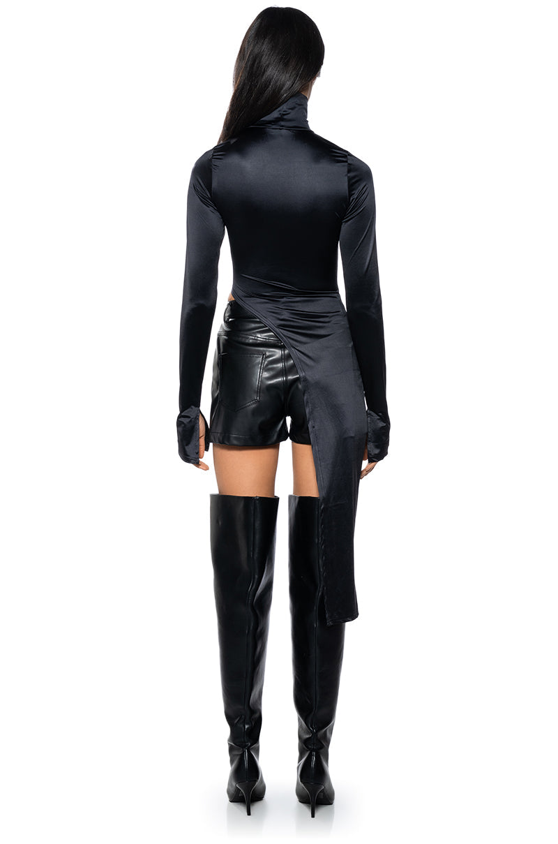 DON'T WASTE MY TIME LONG SLEEVE SATIN FINISH BLOUSE