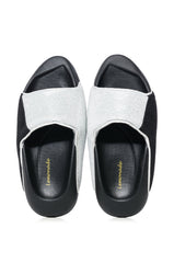 EGOMAR QUILTED DESIGN SLIP ON SANDAL IN SILVER