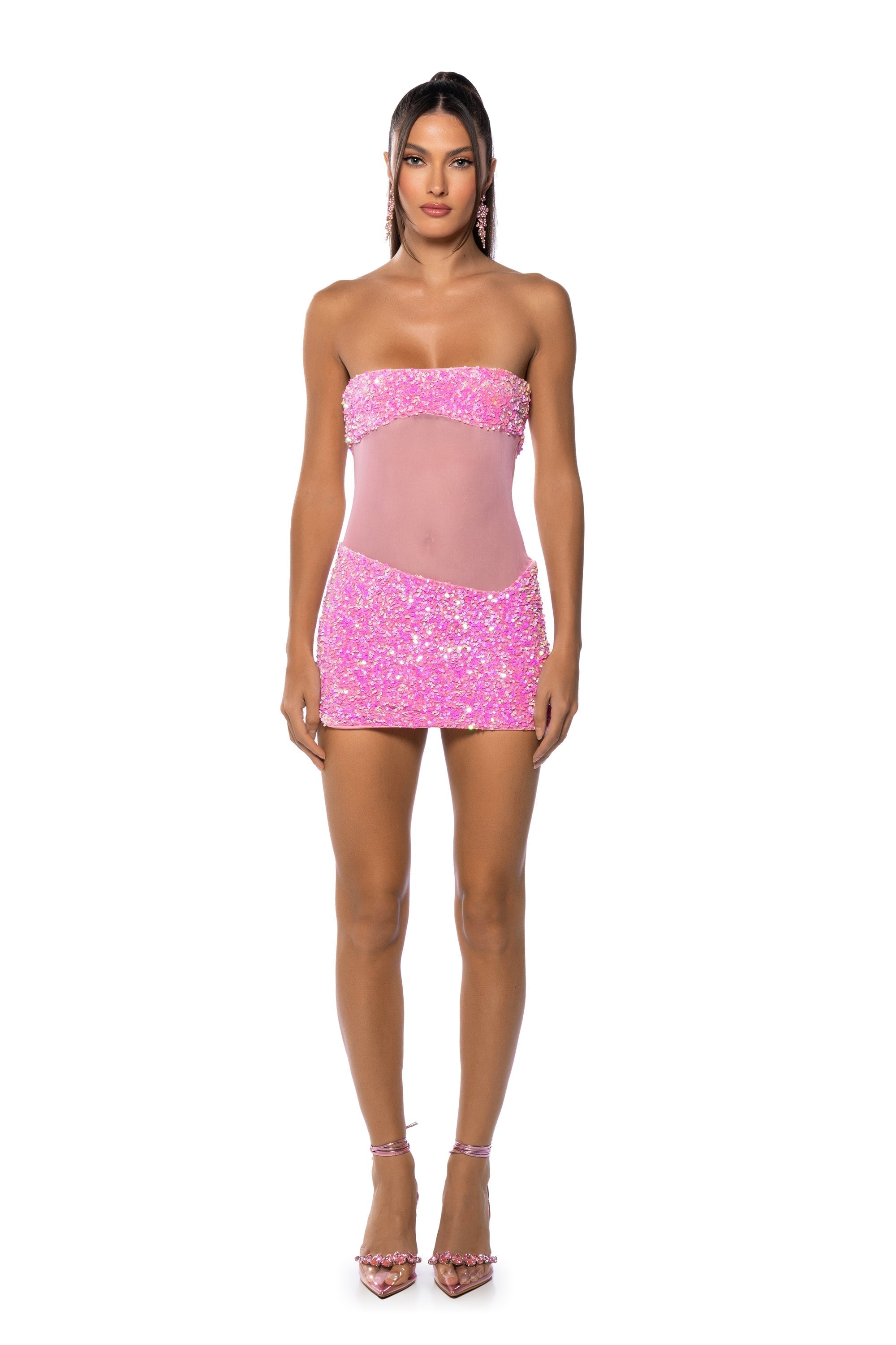 ENJOY THE VIEW MESH PANEL DRESS