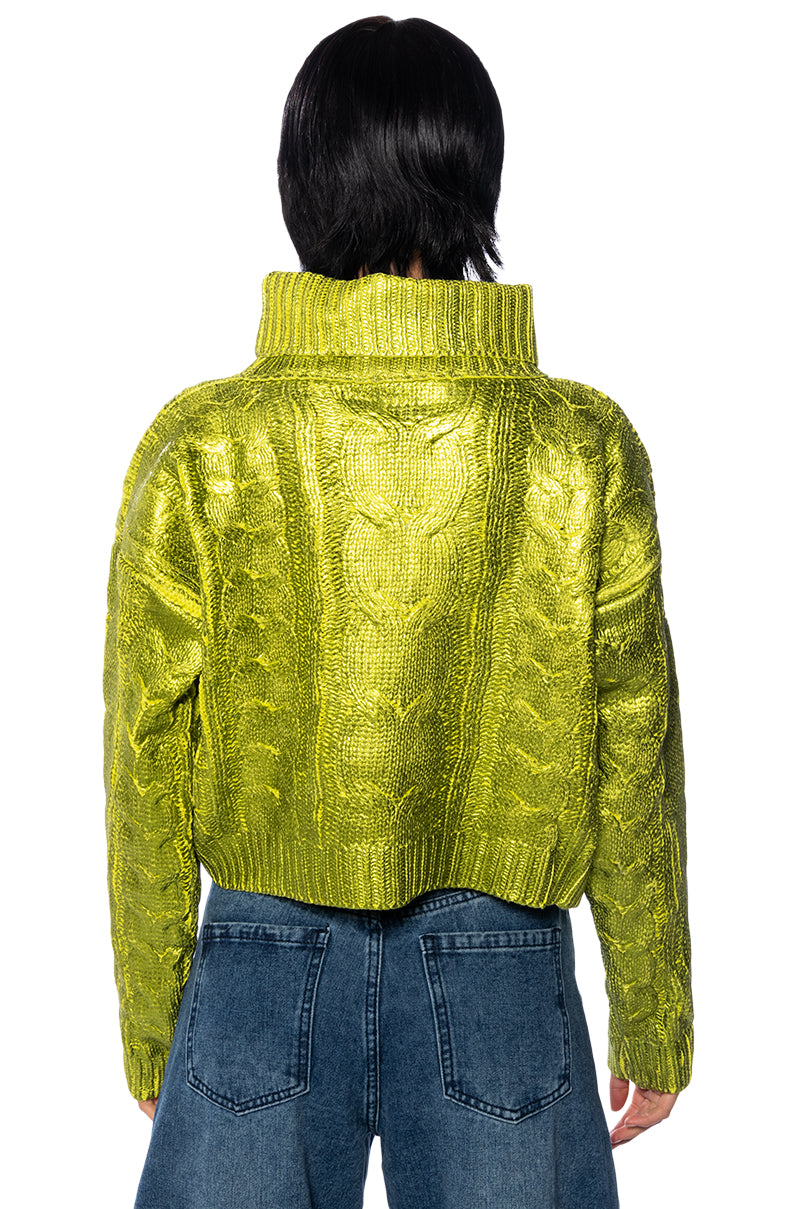 ESME GREEN METALLIC SWEATER