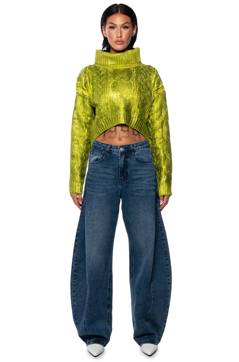 ESME GREEN METALLIC SWEATER