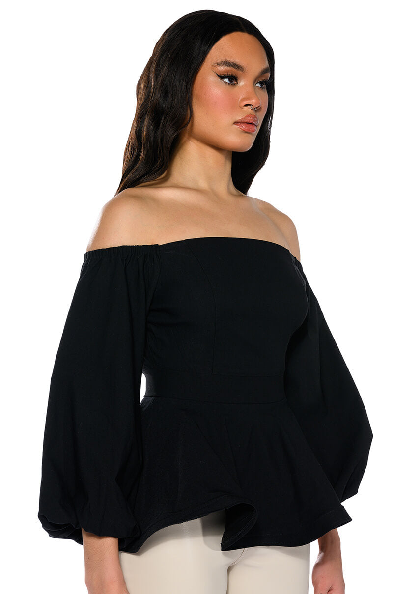EVELYN OFF THE SHOULDER POPLIN BLOUSE