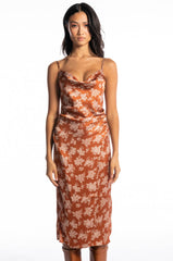 FLORAL PICTURE OF CLASS SATIN SLIP DRESS