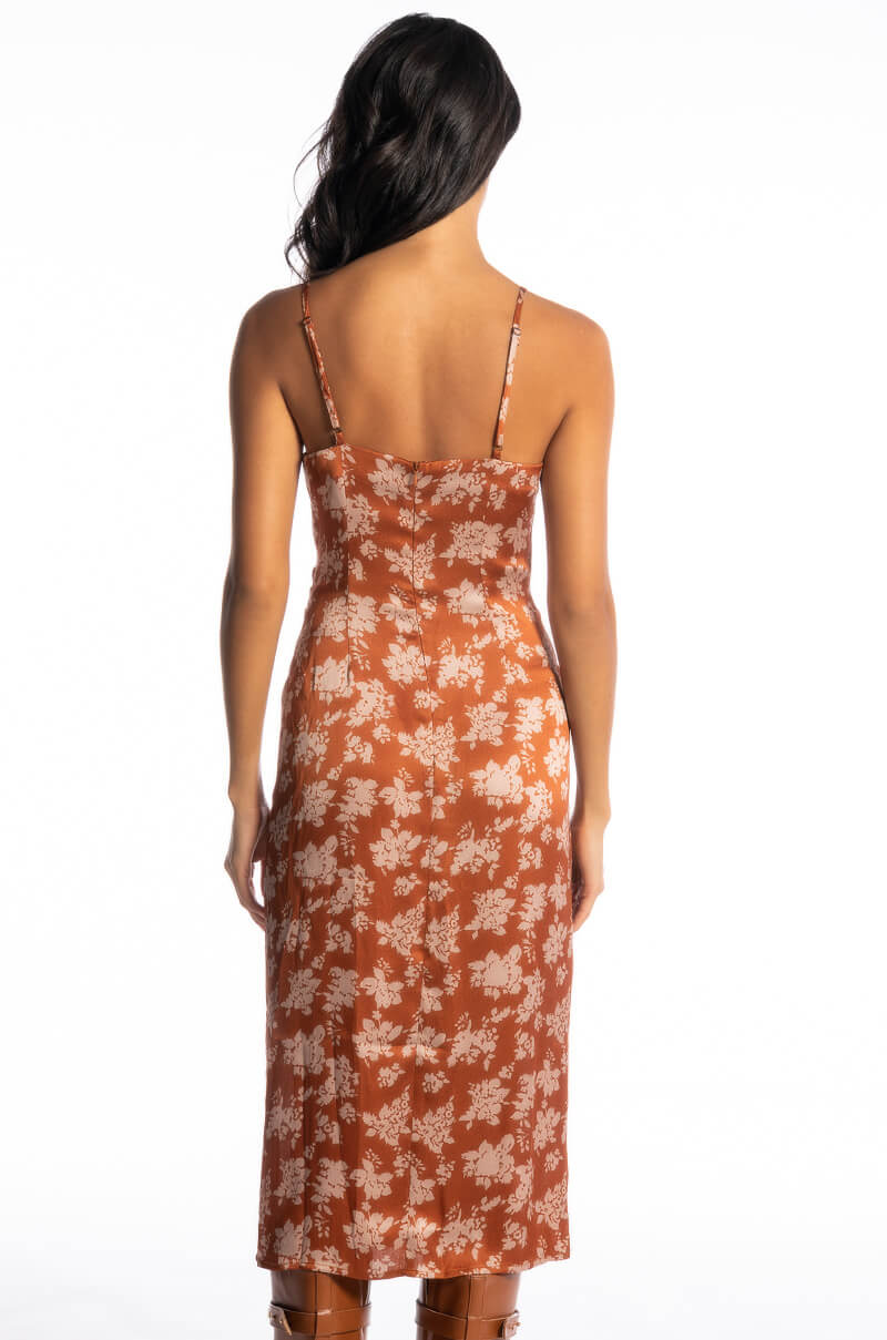 FLORAL PICTURE OF CLASS SATIN SLIP DRESS