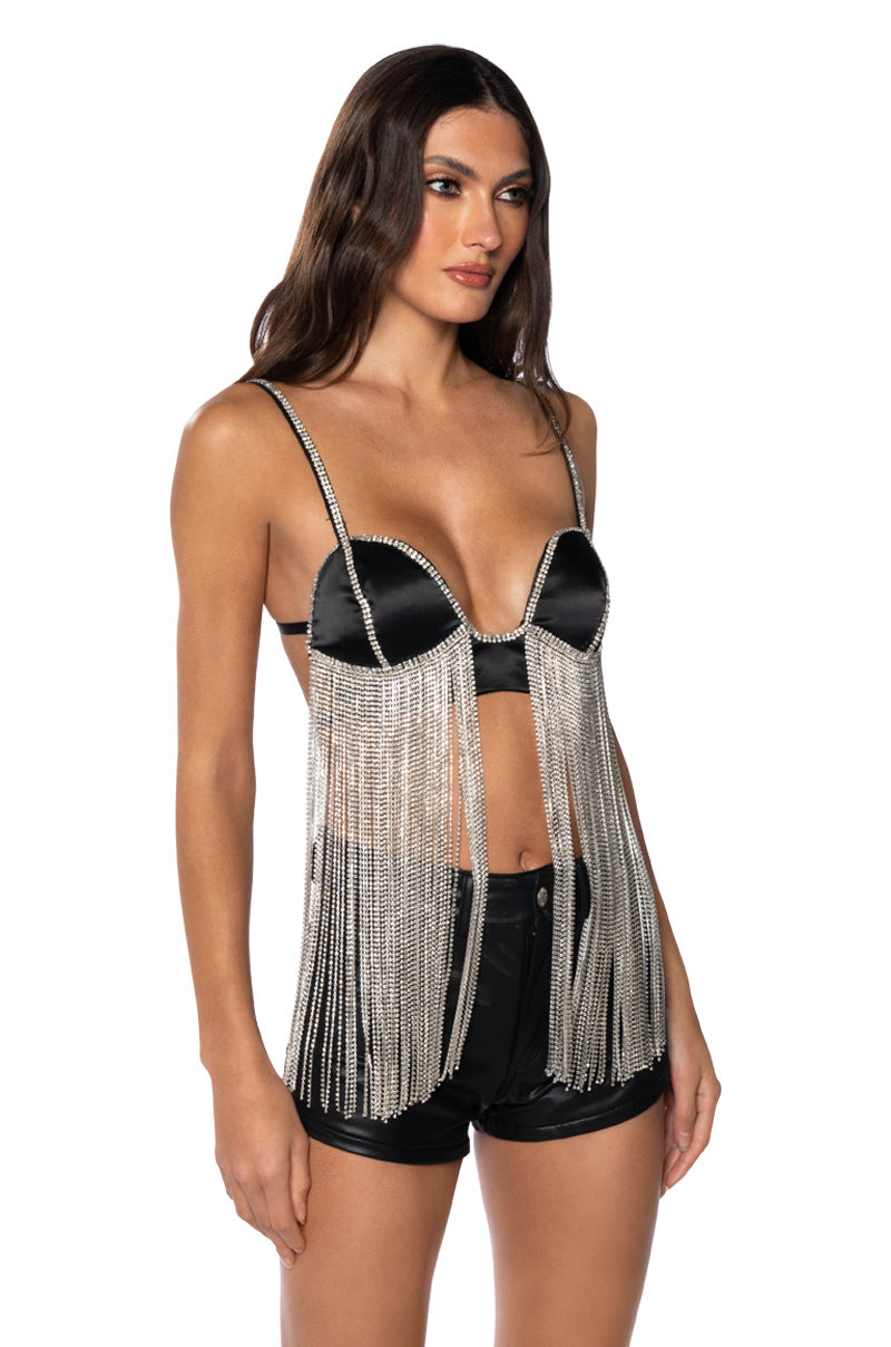 FOREVER FRINGE SATIN BRA TOP
