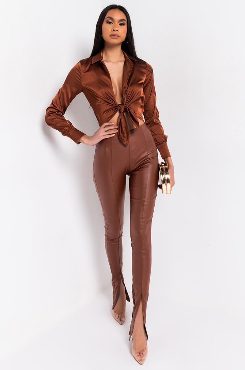 FULL OF SECRETS VEGAN LEATHER TROUSER
